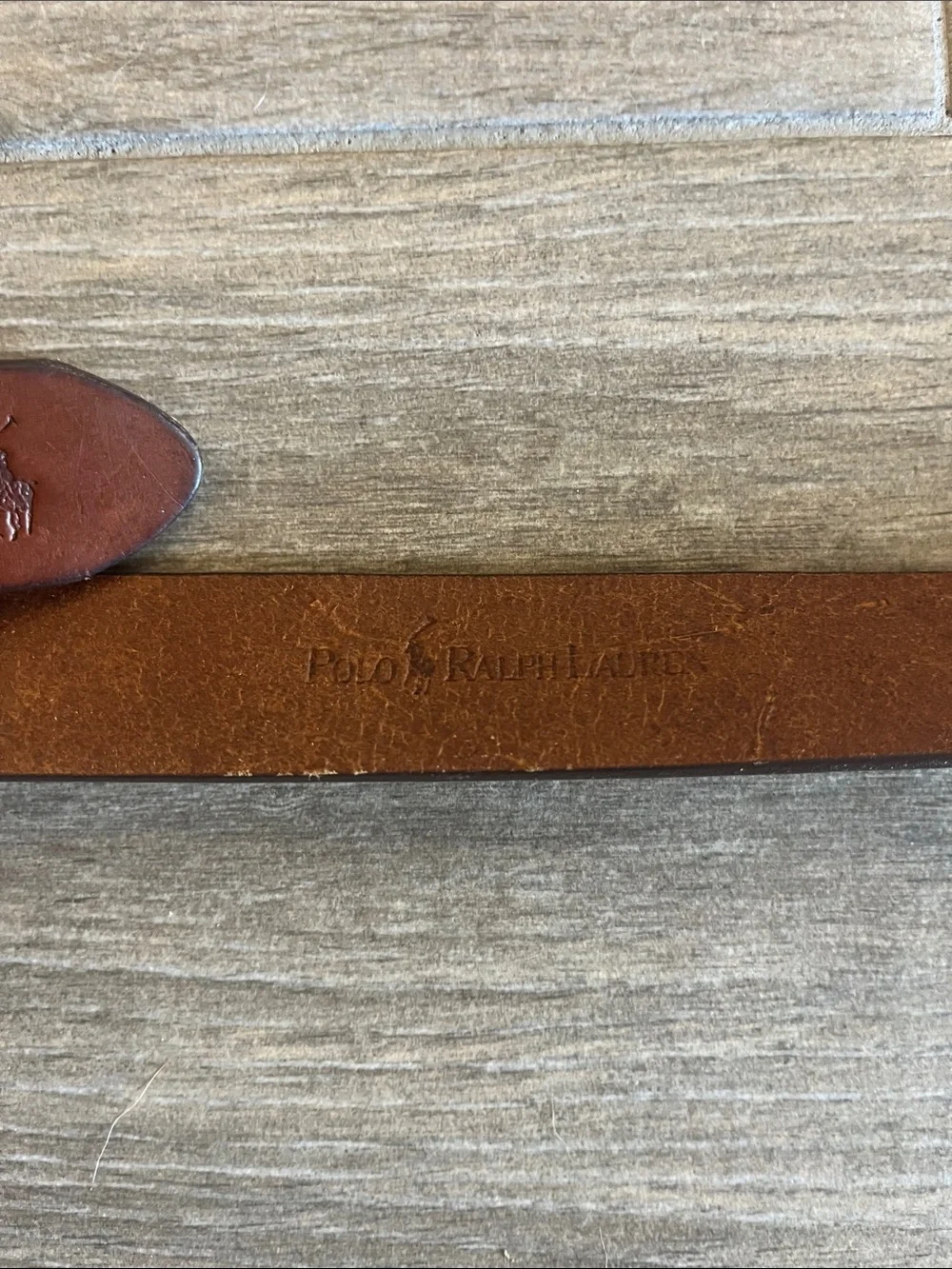 Polo by Ralph Lauren Chestnut Brown Leather Belt with Silver Buckle